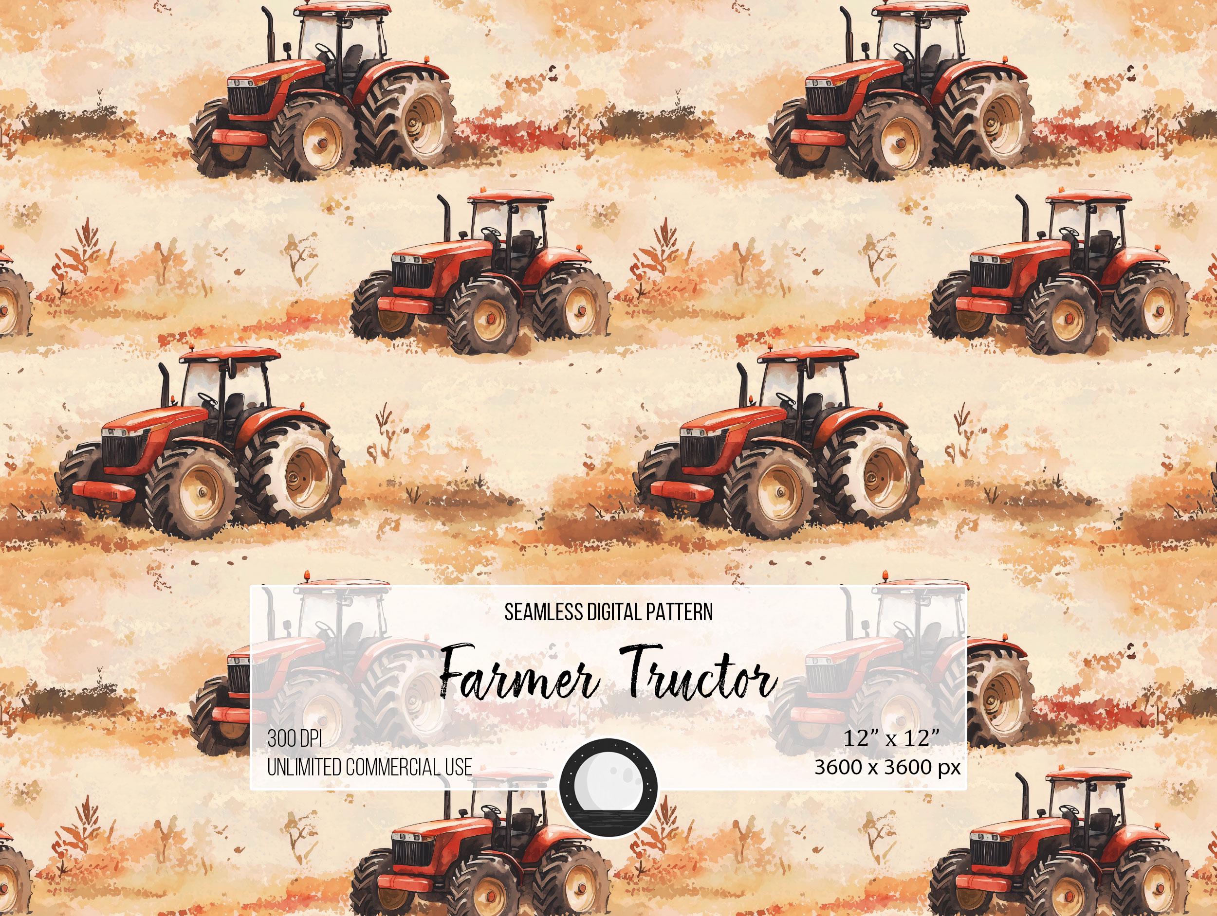 Rustic Farmer Tractor Seamless Pattern | Perfect for Fabric ...