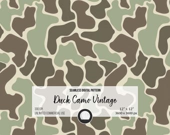 Vintage Duck Camo Seamless Pattern | Hunting Camouflage Fabric (Digital Download)