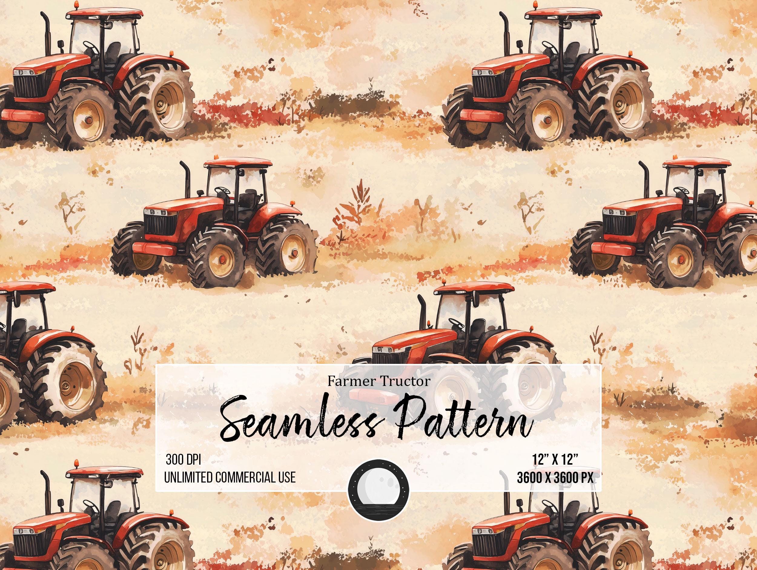 Rustic Farmer Tractor Seamless Pattern | Perfect for Fabric ...
