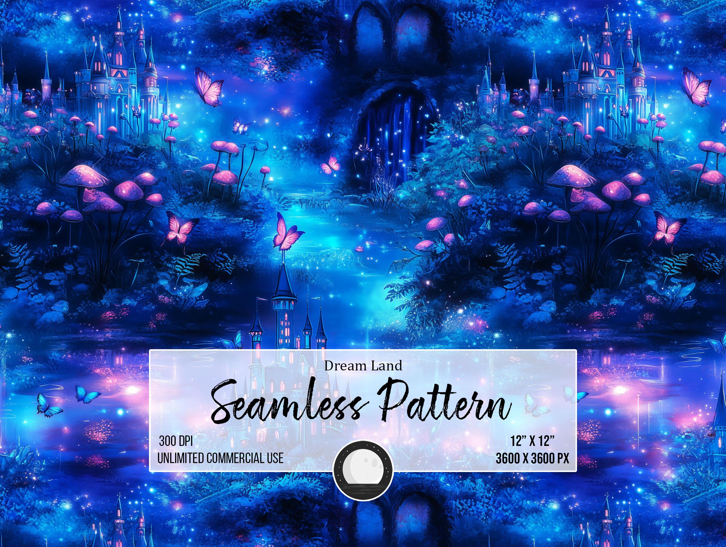 Fantasy Fairyland Castle Seamless Pattern | Magical Glow Digital Paper ...