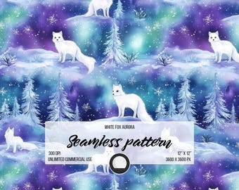 Padrão Aurora White Fox Winter Wonderland: Luzes do Norte (Download Digital)