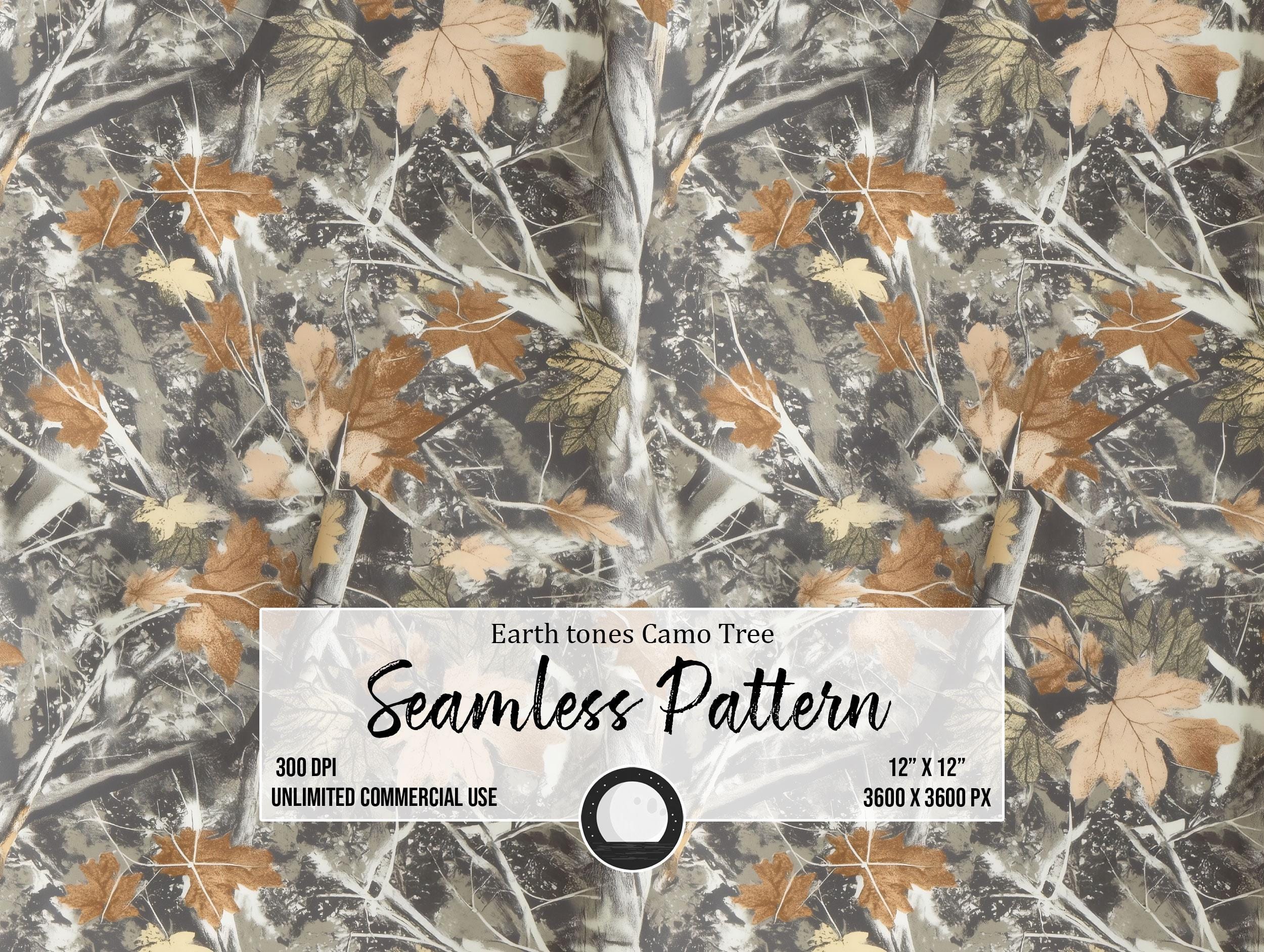 Tree Epdm Pattern Earth Tones Camo Tree Seamless Pattern: Rustic Woodland Leaves ...
