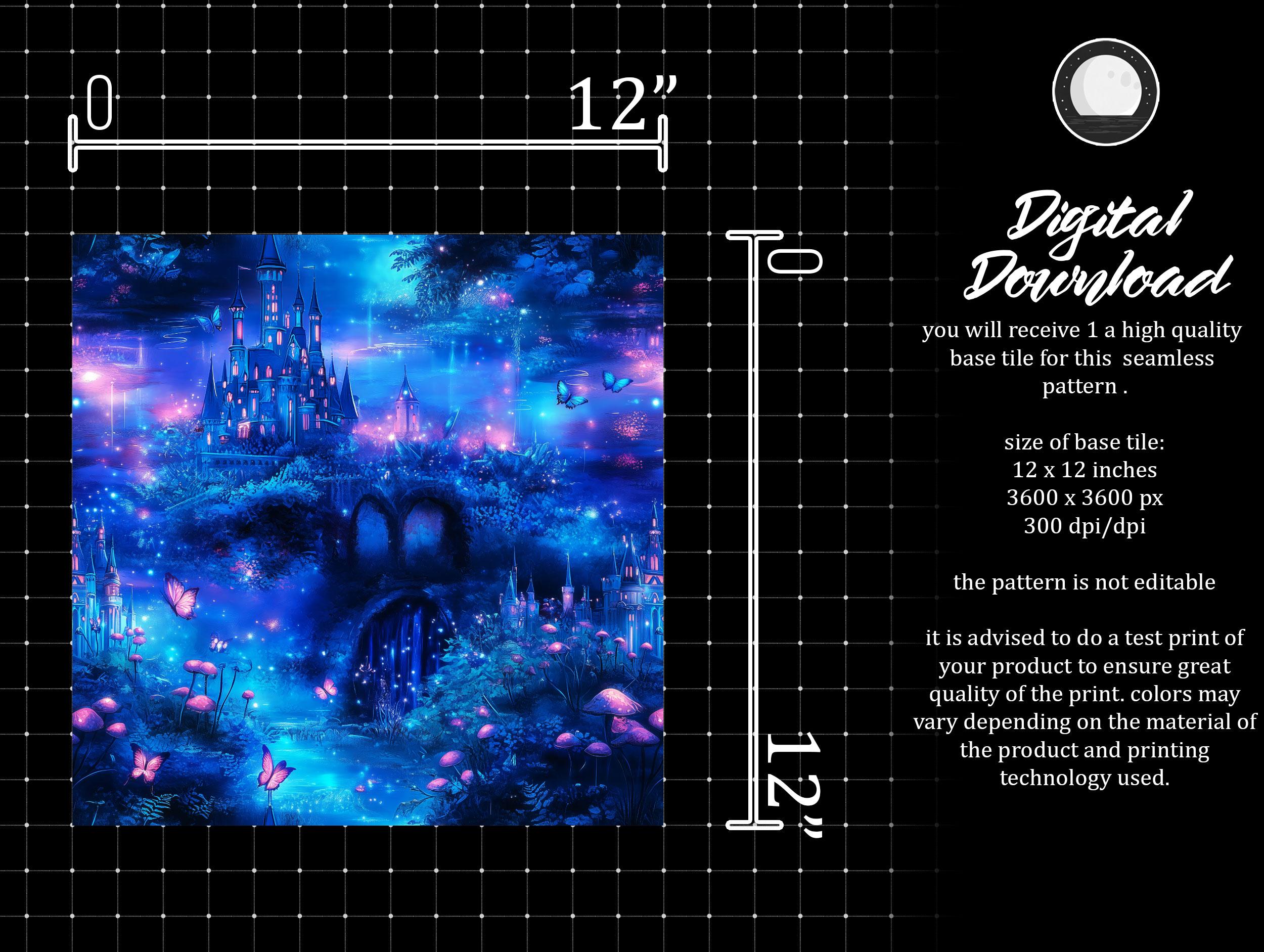 Fantasy Fairyland Castle Seamless Pattern | Magical Glow Digital Paper ...
