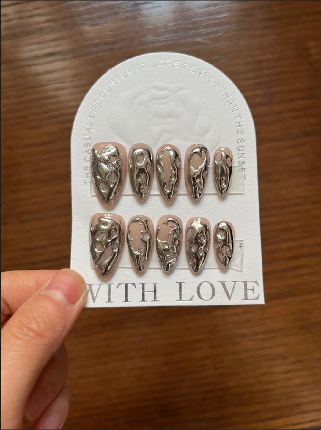 超激レア❣️未使用！！ROCO NAILS ロコネイル　カーテン2枚組　Y2K Y2k metal black silver chrome nails |Reusable Press on Nails |3d