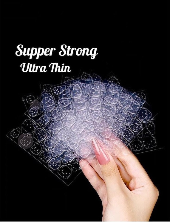 Strong 24 Adhesive Tabs for Press on Nails | EASY USE Transparent Glue Gel Stickers | Ultra Hold Waterproof Jelly Sticker
