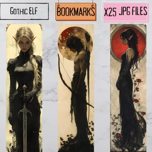 25 marcadores vintage, artículos digitales místicos de Halloween, collage digital de elfos, hermosas pegatinas góticas JPG para tus diarios y novelas.