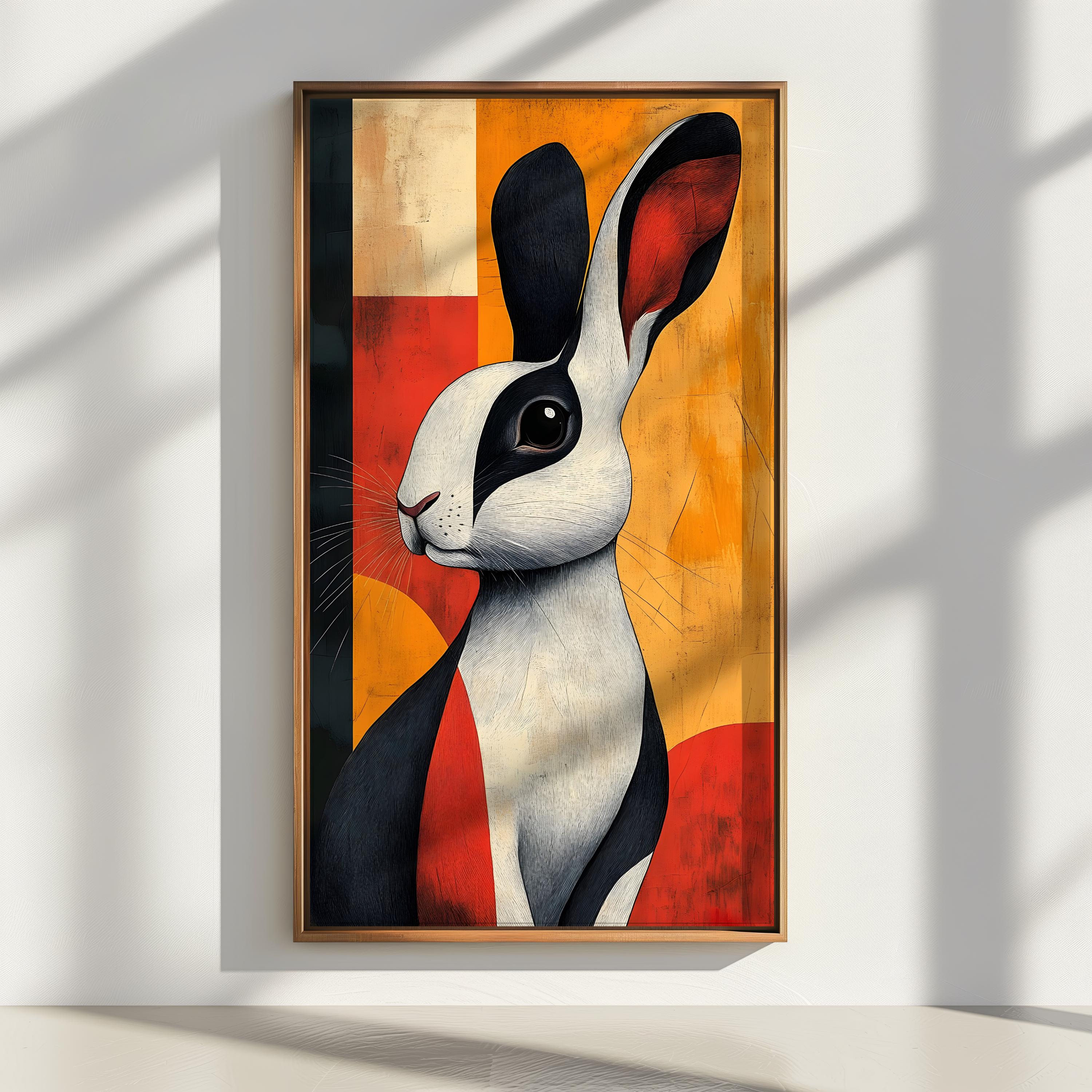 Contemporary Rabbit Designs Charming Modern Rabbit Art Print, Whimsical Bunny Wall Art, Colorful ...