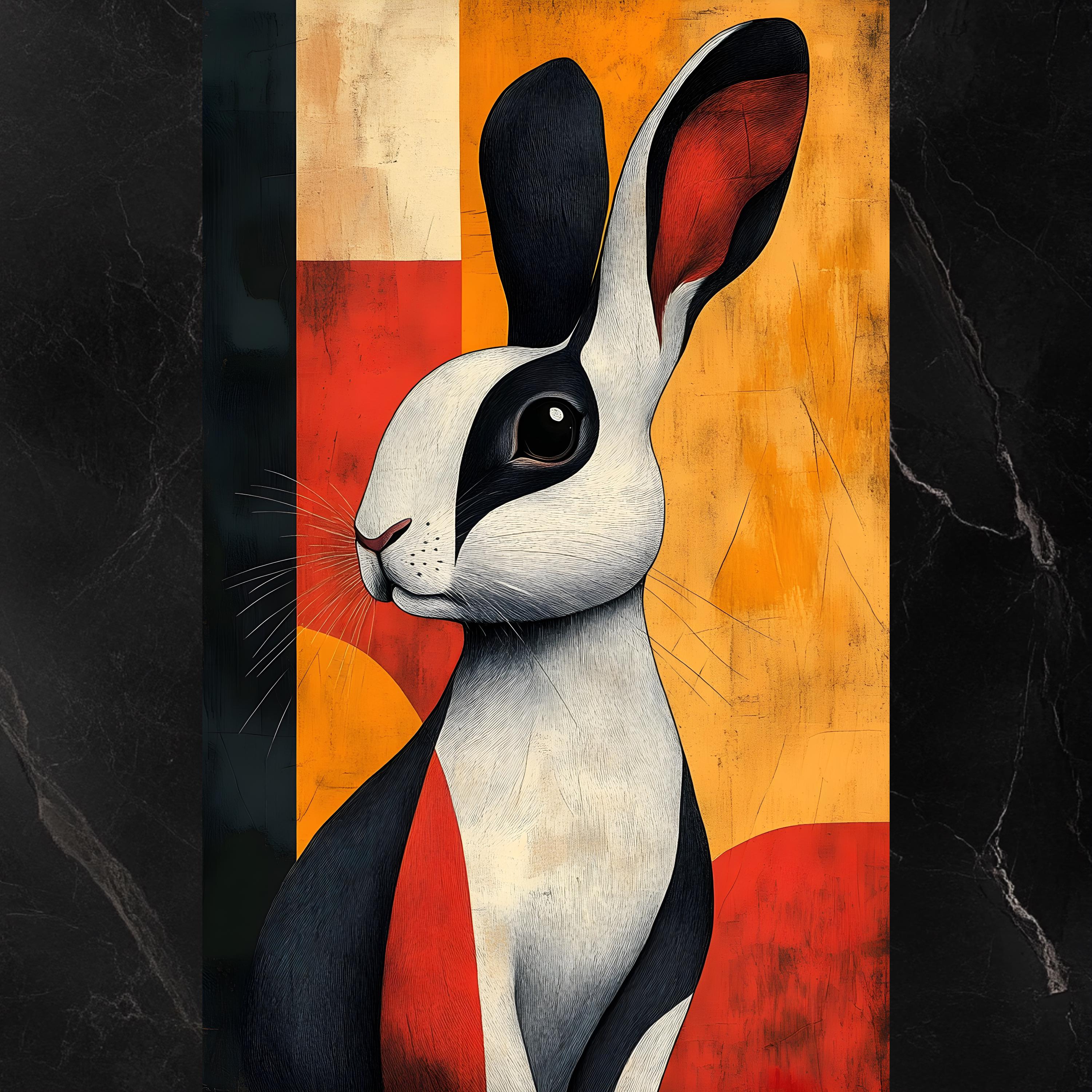 Charming Modern Rabbit Art Print, Whimsical Bunny Wall Art, Colorful ...