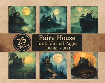 25 Gothic Fairy House Bizarre Digital Halloween Items,Digital Gothic Fairy House Collage,Creepy Gothic Images JPG for your Diaries&Pictures.