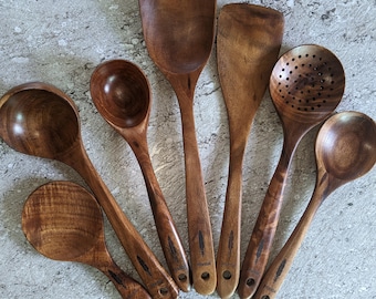 Set Legno Di Teak Fatto A Mano Lusso Cucchiaio Da Cucina In