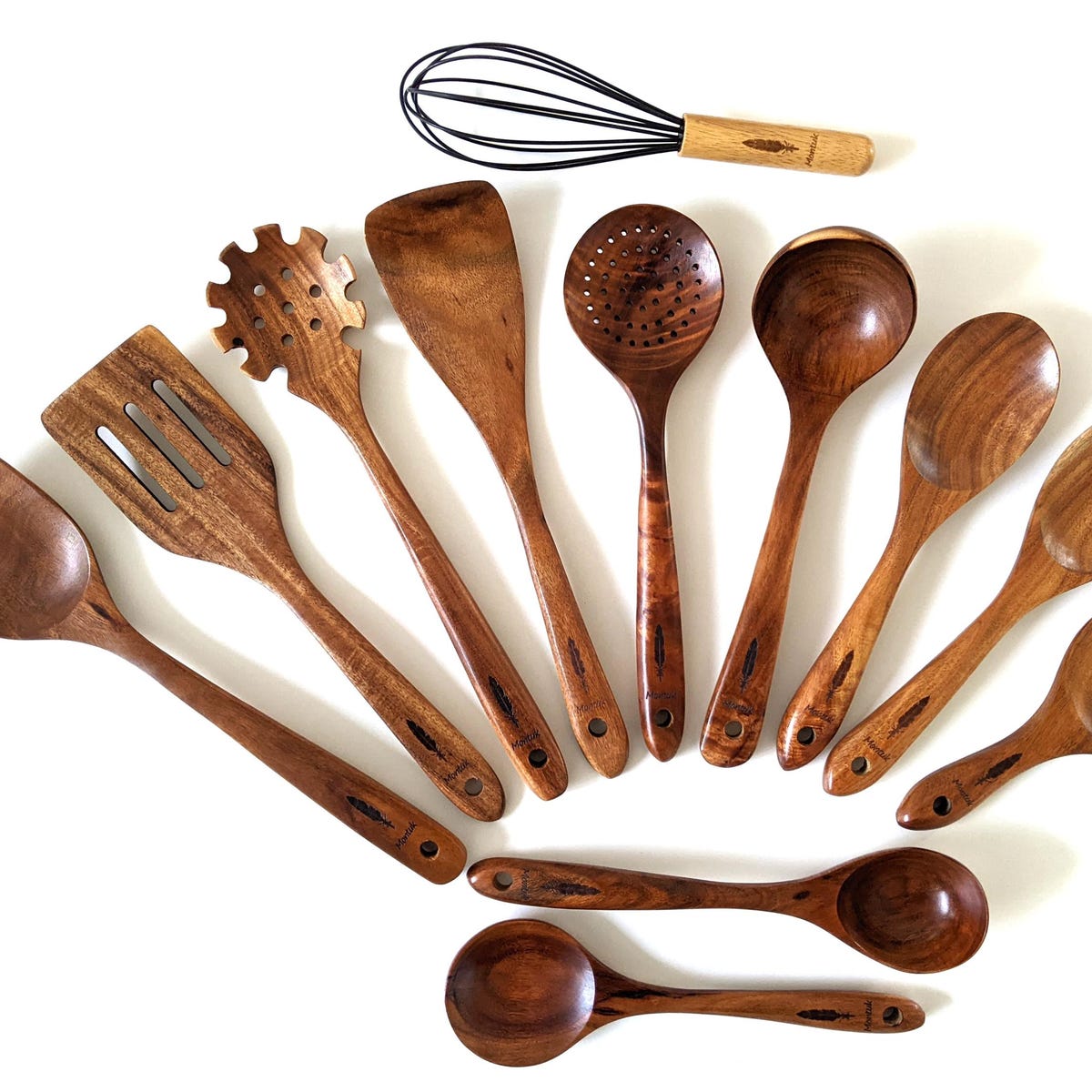 Montuk 12 Pcs Natural Teak Wood Cooking Utensils Set for Kitchen, Spoon Set. - Etsy