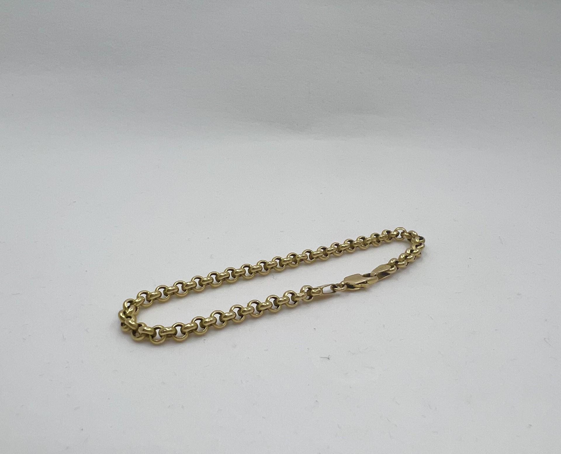 14k Yellow Gold Vintage Rolo Chain Bracelet - Etsy