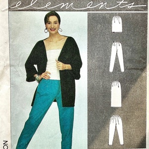 May include: Simplicity sewing pattern number 8725 for a pair of pants. The pattern includes instructions for an overlock or serger machine. The pattern is for a one-size garment.