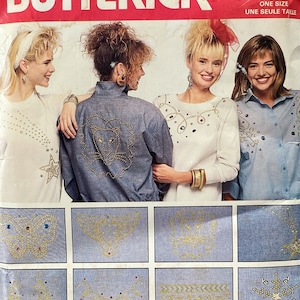 Butterick Craft Pattern 4695/446, Patterns for 24 Rhinestone, Nailhead designs, 1987, Uncut, Butterfly, Anchor, Eagle, Star, Lion, FUN