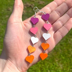 LGBTQIA+ LESBIAN PRIDE Heart Dangle earrings