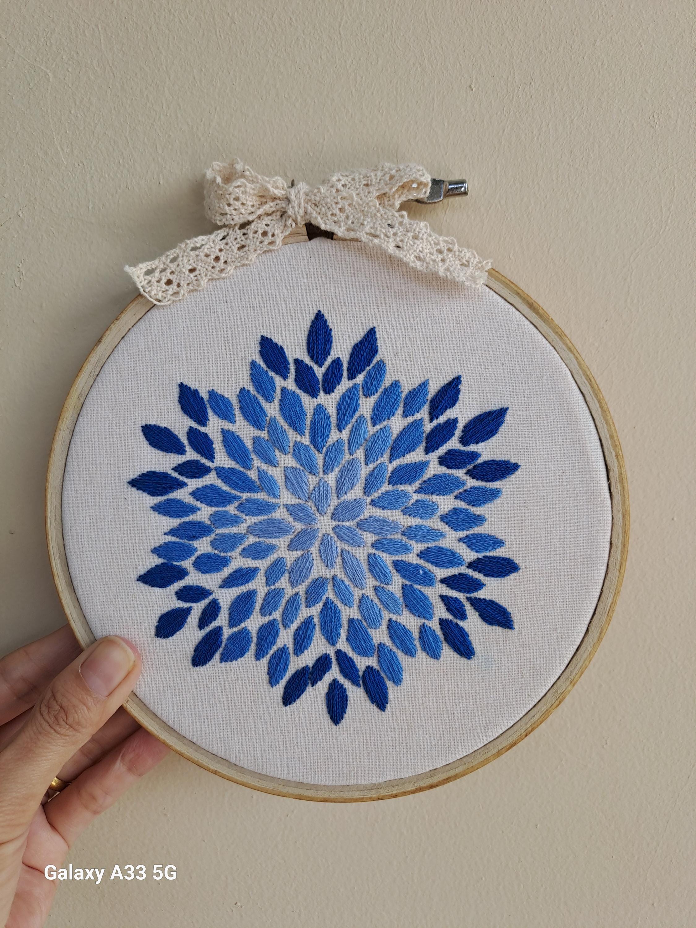 Blue Floral Embroidery Hoop Art: Handmade Wall Decor (15cm) - Etsy