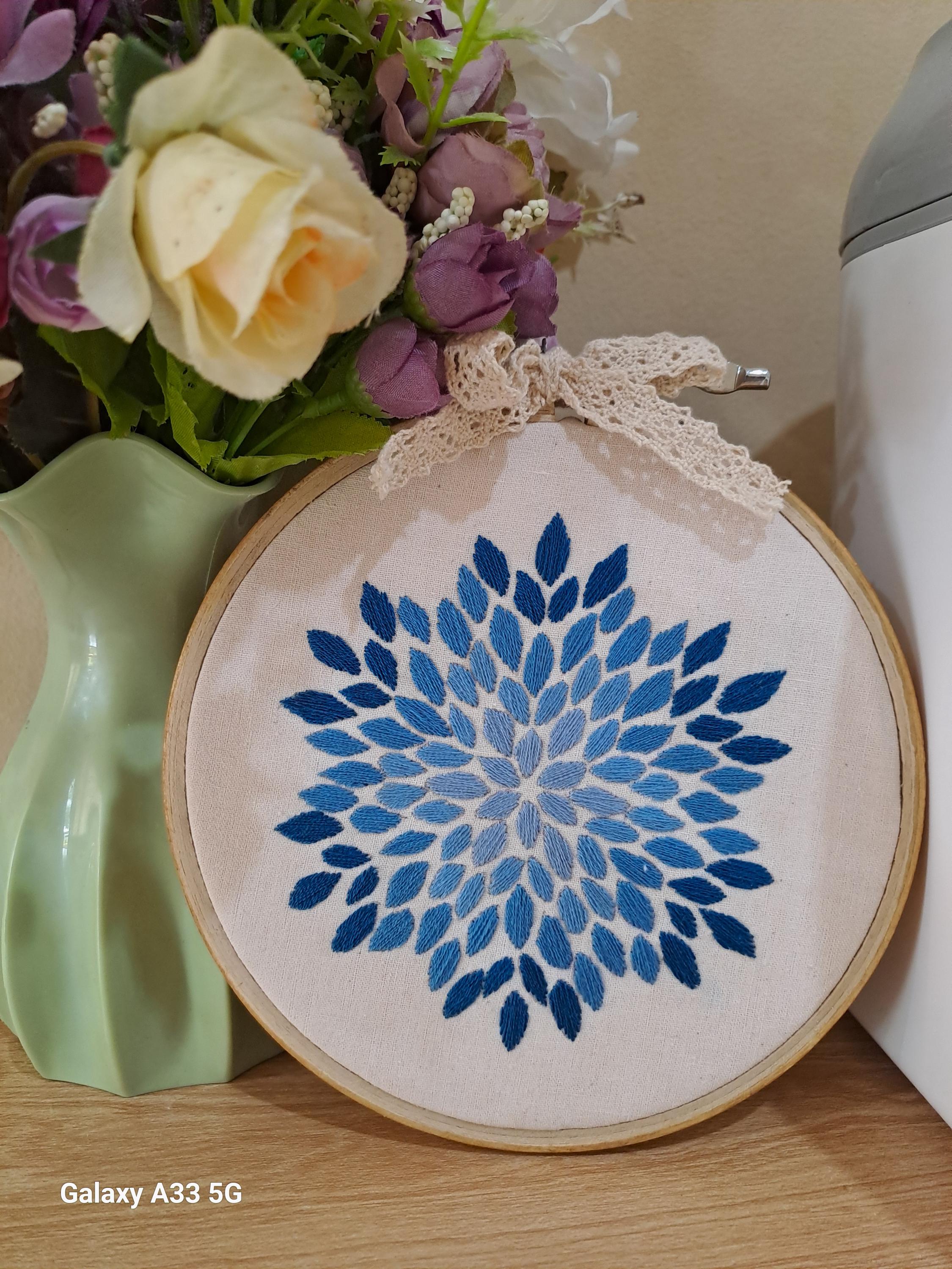 Blue Floral Embroidery Hoop Art: Handmade Wall Decor (15cm) - Etsy