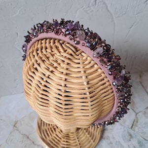 Handmade headband,Beads Headband, Beaded headband, women hair pieces, gift for her, purple headband, hair pin
