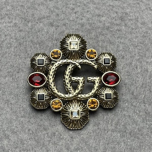 Vintage Gucci Gold Tone With Stones Vintage Brooch Vintage 90s Gold Tone Gift For Her