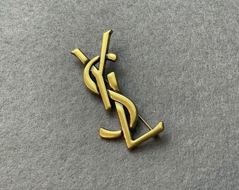 Vintage Yves Saint Laurent Gold Tone Vintage Brooch Vintage 90s Gold Tone Gift For Her