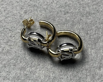 Vintage Louis Vuitton Gold And Silver Tone Vintage Earrings Vintage 90s Gold Tone Gift For Her