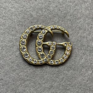 Vintage Gucci Gold Tone With Stones Vintage Brooch Vintage 90s Gold Tone Gift For Her