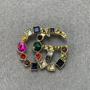 Vintage Gucci Gold Tone With Stones Vintage Brooch Vintage 90s Gold Tone Gift For Her