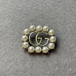 Vintage Gucci Gold Tone With Pearls Vintage Brooch Vintage 90s Gold Tone Gift For Her