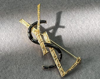 Vintage Yves Saint Laurent Gold Tone Vintage Brooch Vintage 90s Gold Tone Gift For Her