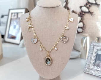 Charm Necklace | Custom Photo Necklace | Memorial Necklace | Personalized Charm | Gold Necklace | Gift Necklace | Couples Portrait jewelry |