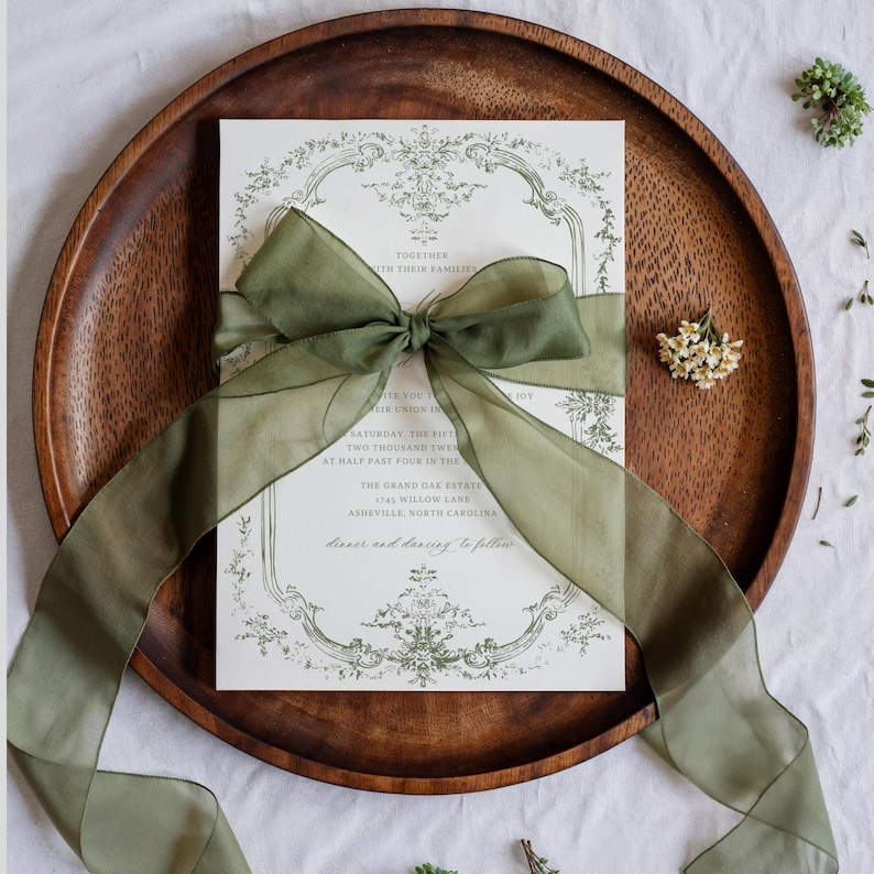 sage green wedding invitation suite