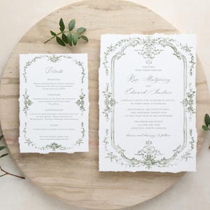 sage green wedding invitation suite