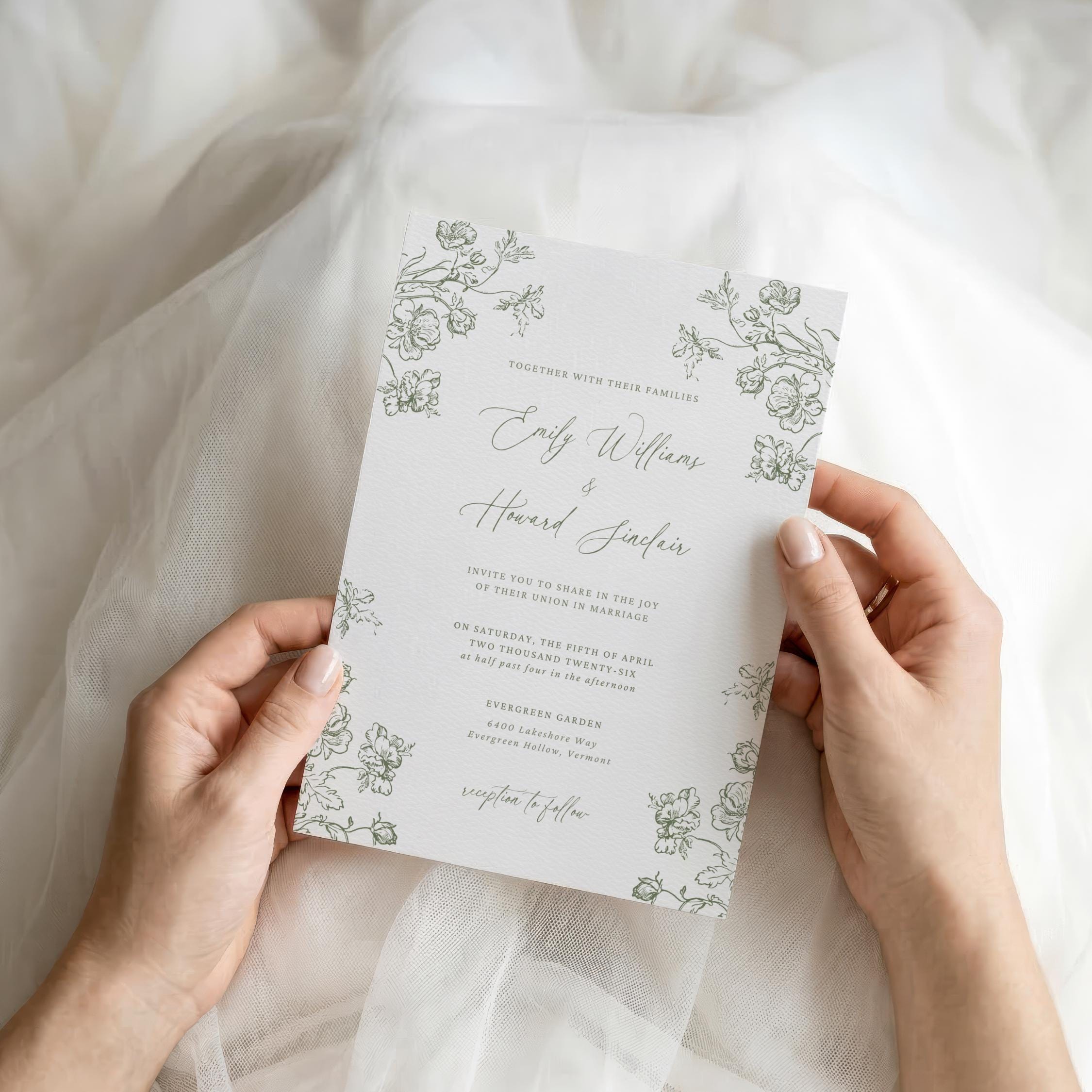Sage Green Wedding Invitation Suite Template | Floral Design | Editable ...
