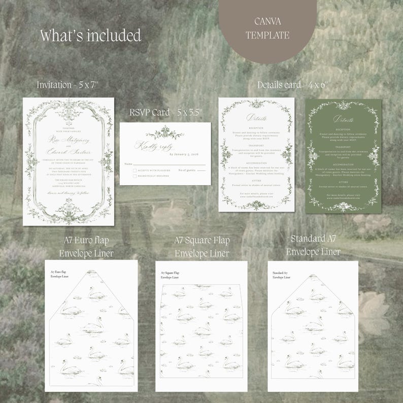 sage green wedding invitation suite