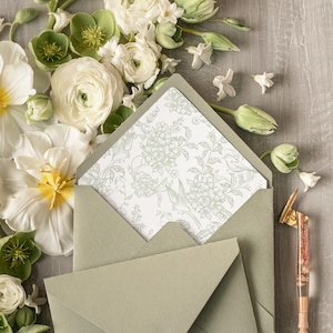 Forro de Envelope Sálvia: Inserção de Hortênsia Imprimível, PDF Editável para Forro de Envelope (Faça Você Mesmo)