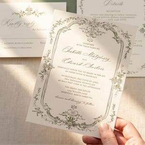 sage green wedding invitation suite
