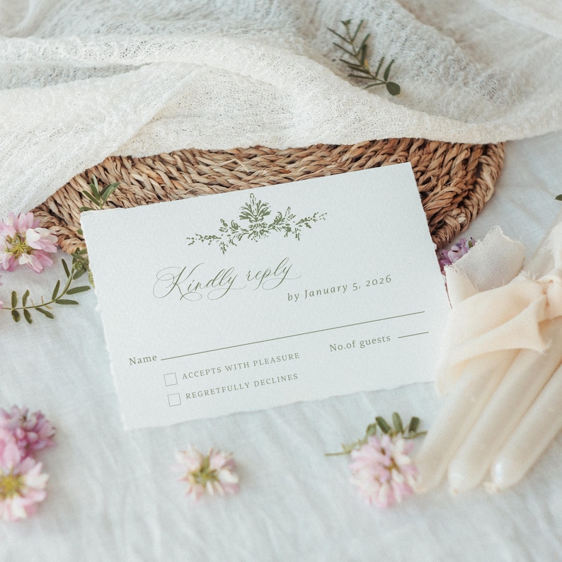 sage green wedding invitation suite