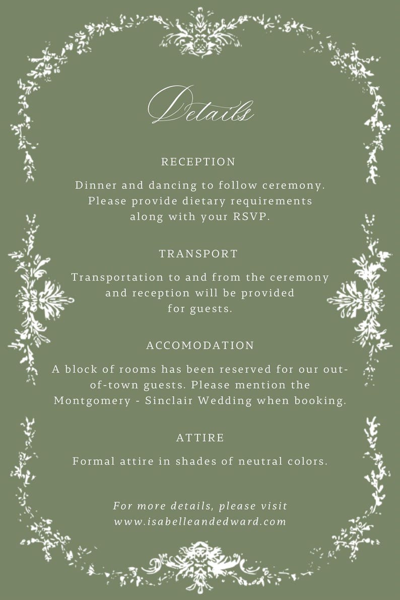 sage green wedding invitation suite