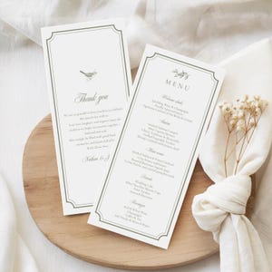 Modello di menu Sage Botanical 4×9 in design digitale stampabile modificabile