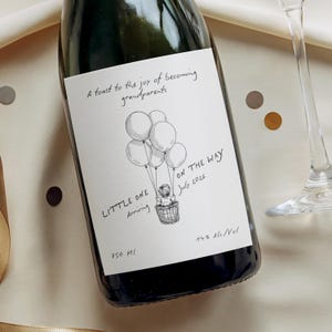 Pregnancy wine Label Editable Canva Template, Digital Printable for Grandparents