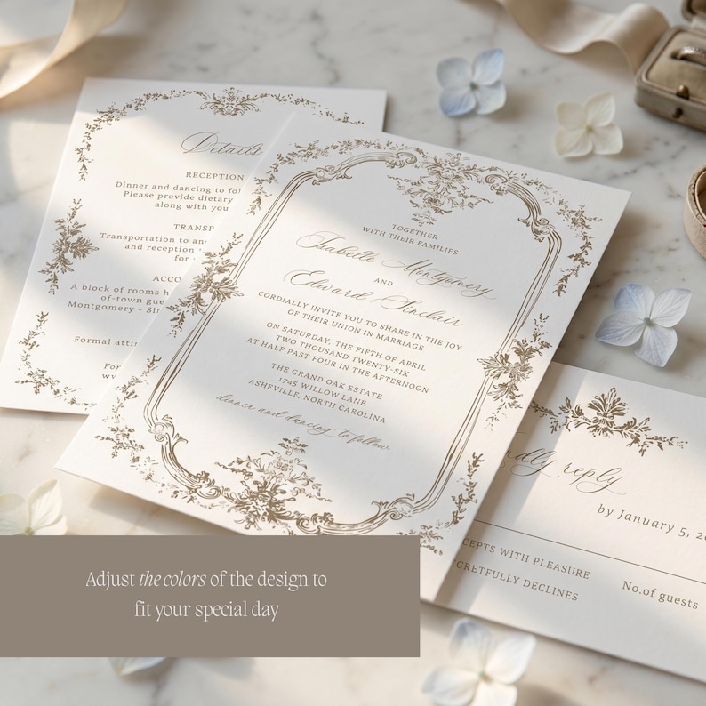 sage green wedding invitation suite