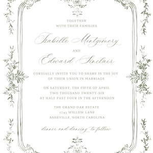 sage green wedding invitation suite