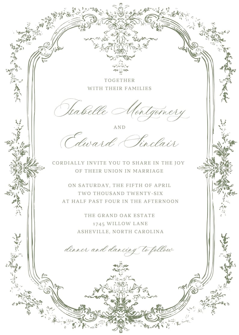 sage green wedding invitation suite