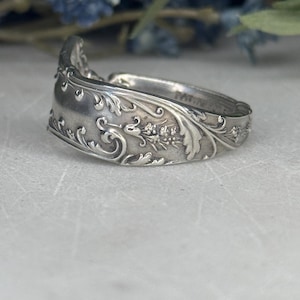 Sterling Silver Spoon Ring | Handcrafted Floral Scrollwork Band