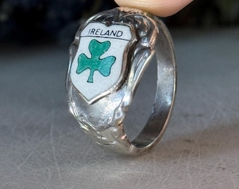 Vintage Shamrock Spoon Ring – Irish Souvenir, Custom Sized
