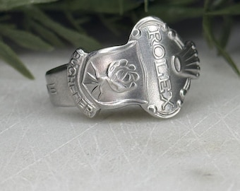 Vintage Switzerland Rose Spoon Ring • Upcycled Rolex Bucherer Souvenir Ring • Adjustable Swiss Rose Jewelry • Repurposed Collectible