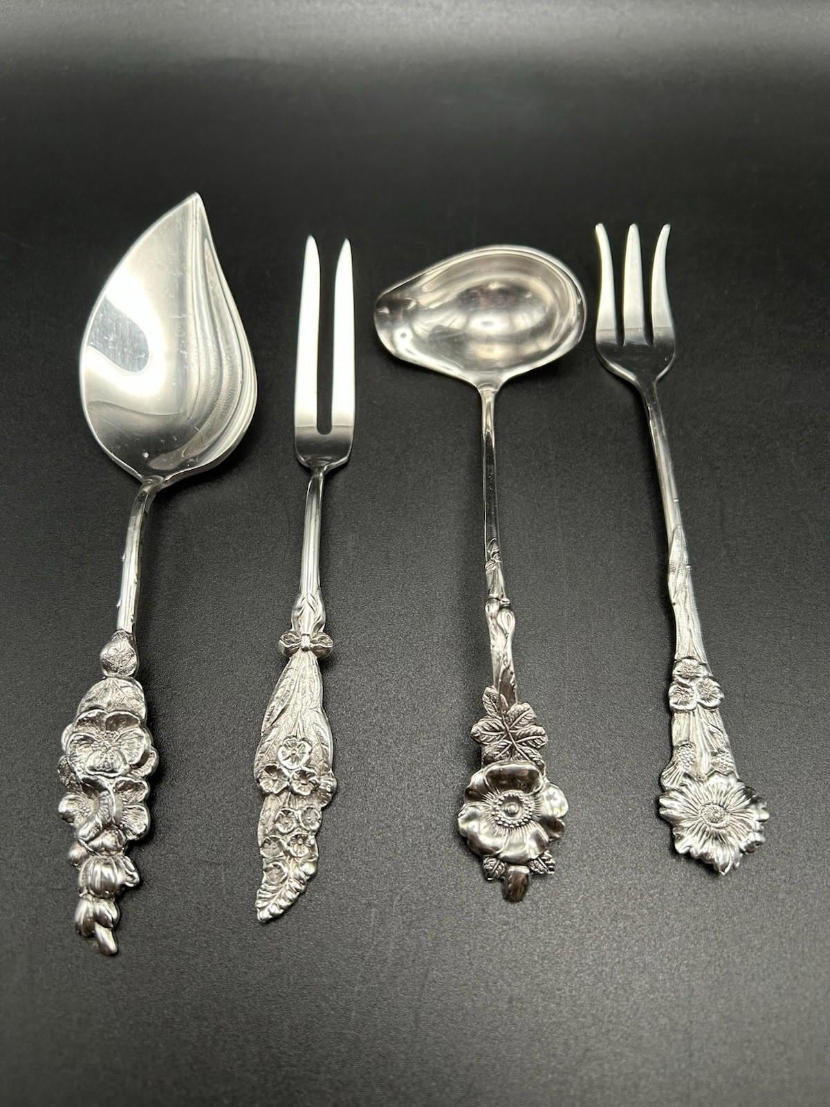 【リード＆バートン】純銀 スタンダードナイフ ２本「アールヌーヴォー／深彫り」 Reed barton flatware - Etsy 日本
