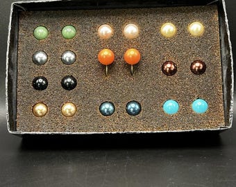 Vintage Joan Rivers Interchangeable Earrings Gold Toned Multicolor Set Clip On