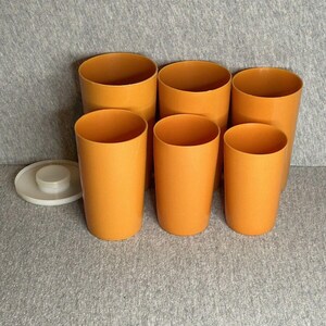 Vintage Set Of 6 MCM Coghlans Ltd. Orange Plastic Nesting Tumblers Hong Kong