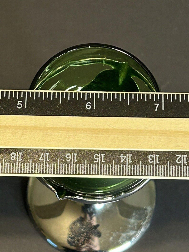 Cambridge Farberware vintage - Cordiales de metal plateado con tallo de vidrio verde imagen 6